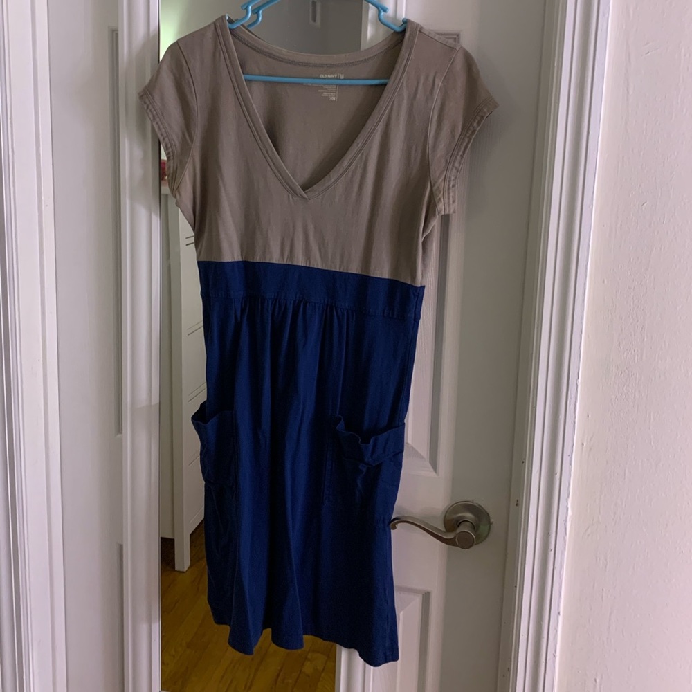 Old Navy Blue and Grey Dress with Front Pockets